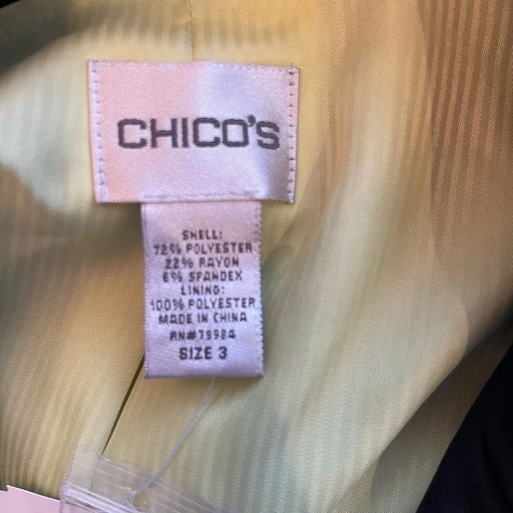 Chico’s Black Single Breasted Three Button Blazer Size 3 (plus size) NWT - Picture 3 of 6